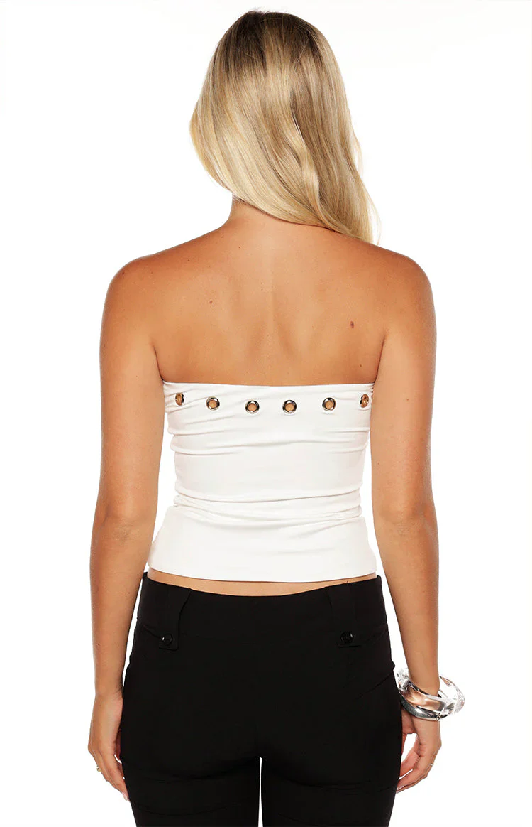 Harloe White Eyelet Strapless Tube Top