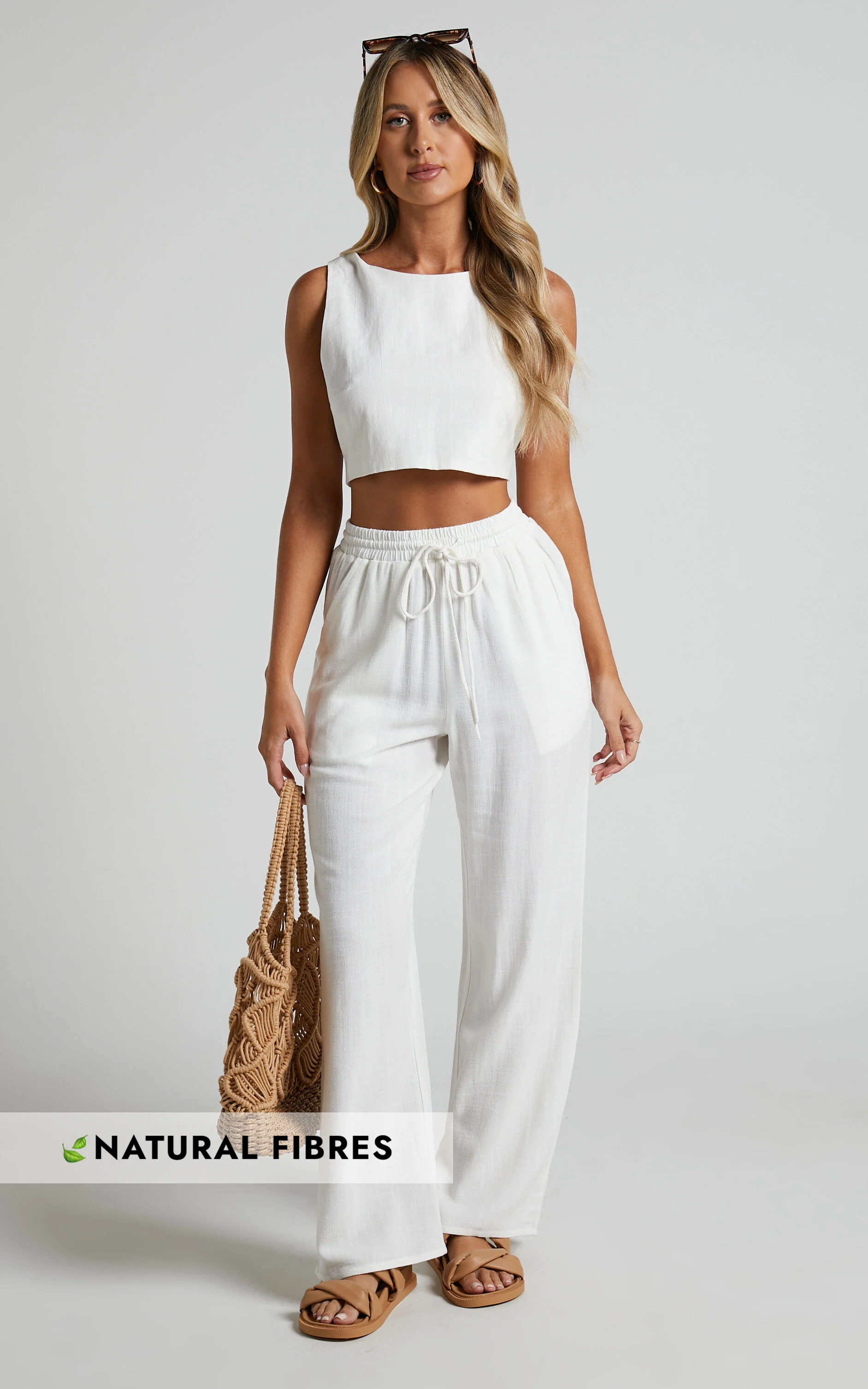 Kala Pants - Mid Waisted Relaxed Elastic Waist Pants in White