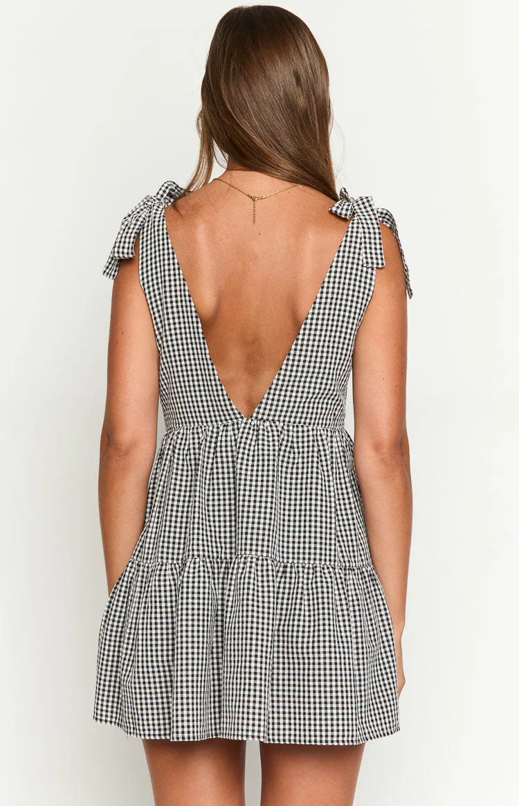 Angel Girl Black Gingham Mini Dress