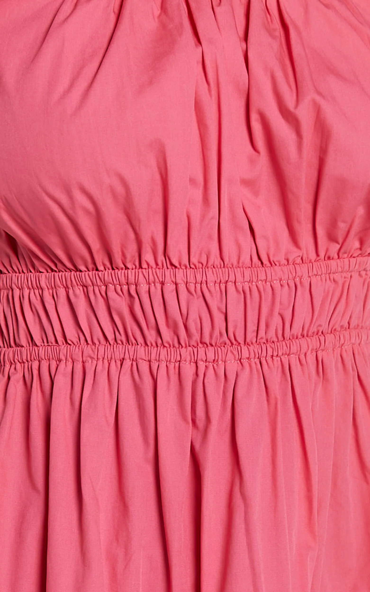 Arlene Midi Dress - Square Neck Shoulder Frill Tiered Dress in Berry