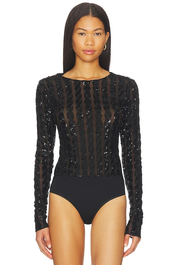 Cable Sequin Mesh Bodysuit