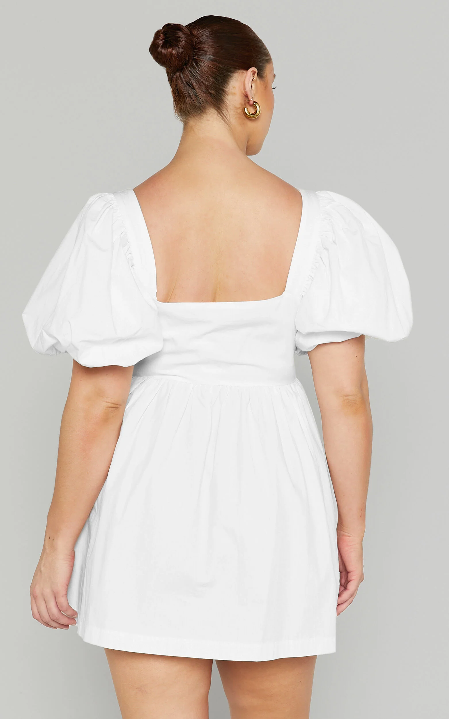 Vashti Mini Dress - Puff Sleeve Sweetheart Dress in Off White