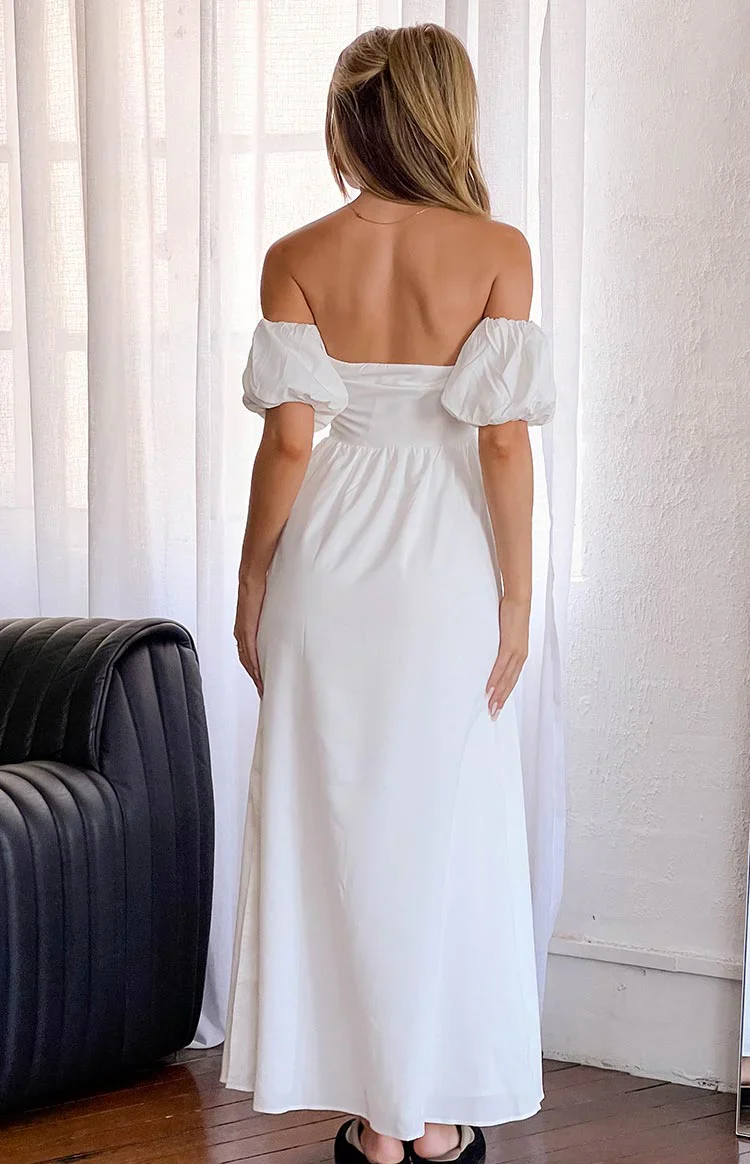 Evander White Off The Shoulder Maxi Dress
