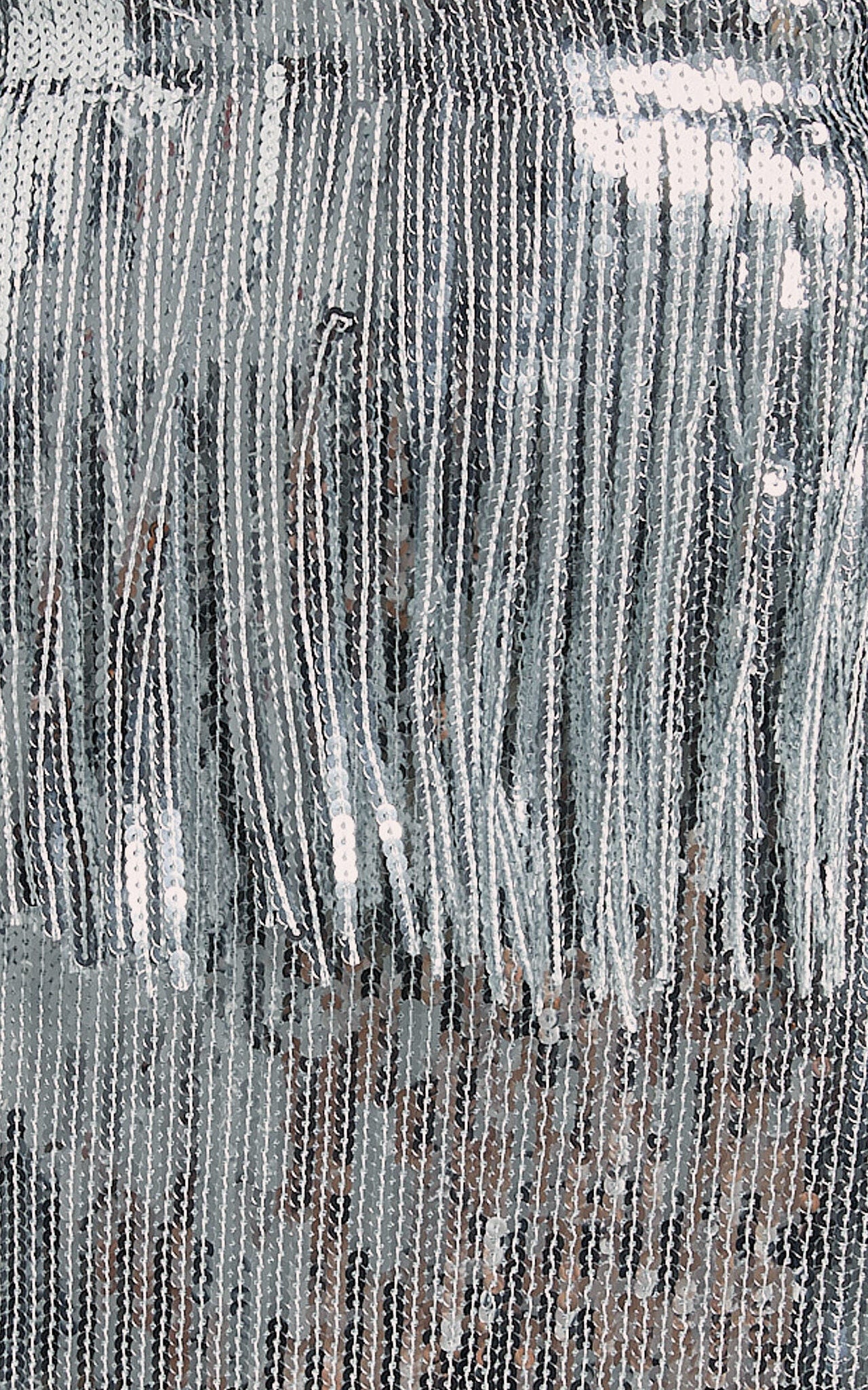 Paris Mini Skirt - Sequin Fringe High Waisted Skirt in Silver