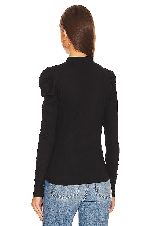 Shirred Sleeve Turtleneck Top
