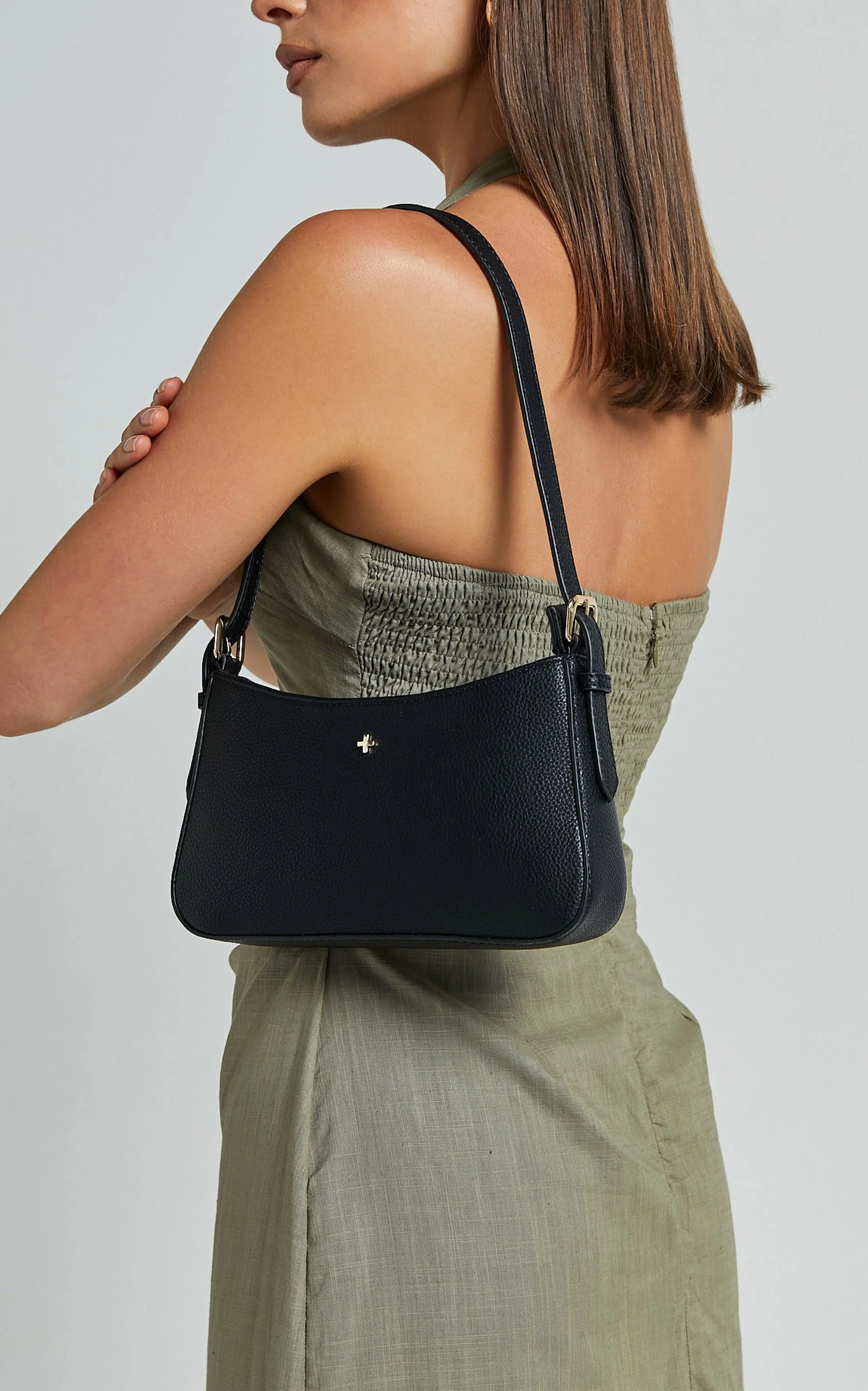 Peta and Jain - Lilu Shoulder Bag in Black Pebble/Gold