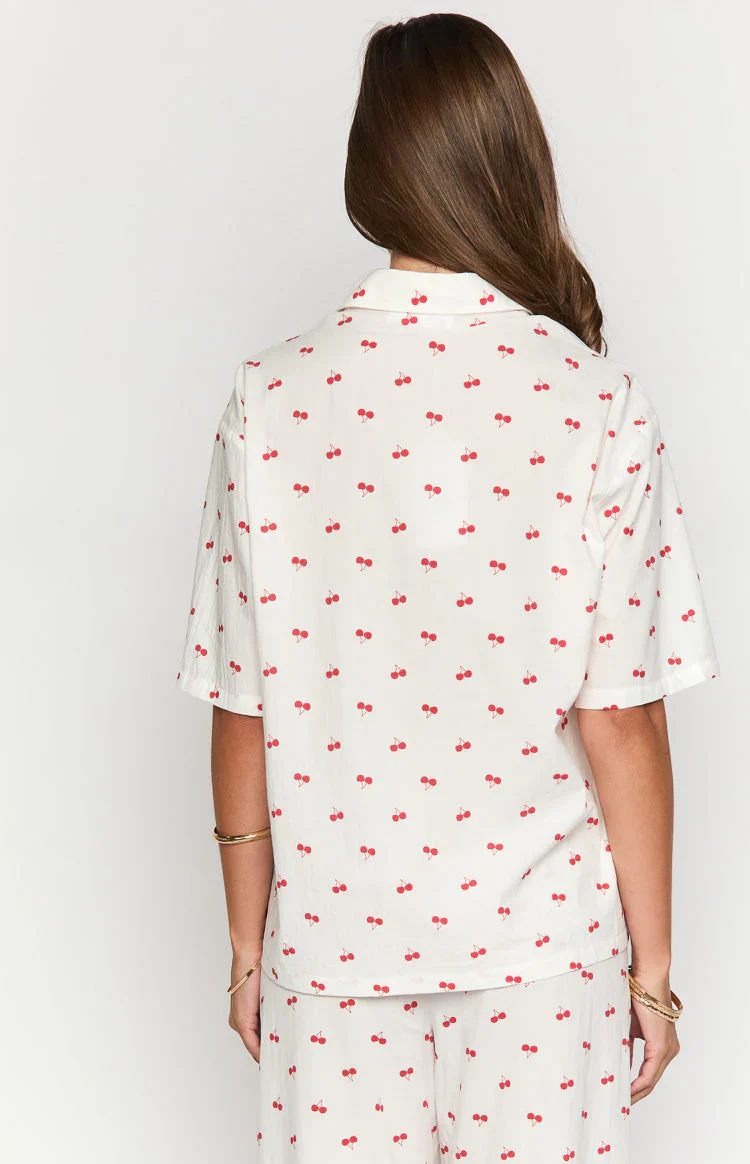 Alexea Cherry Print Pajama Shirt