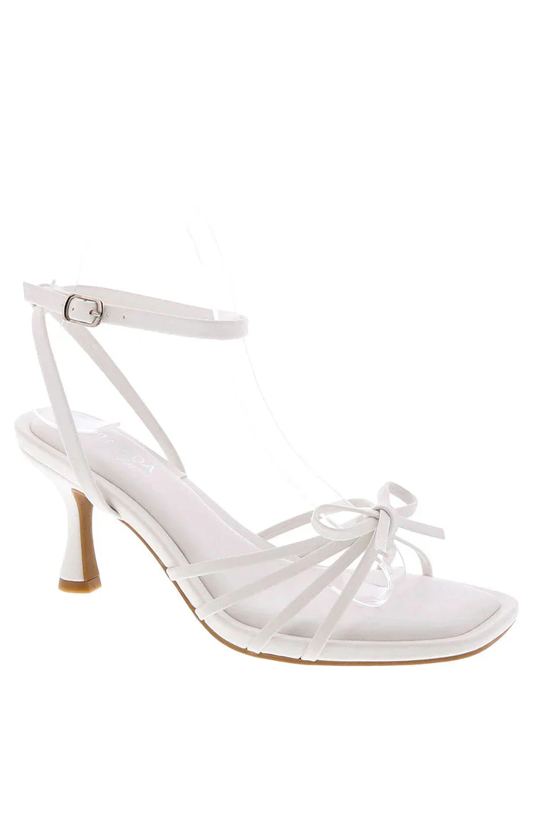 Vero White PU Bow Front Strappy Heels