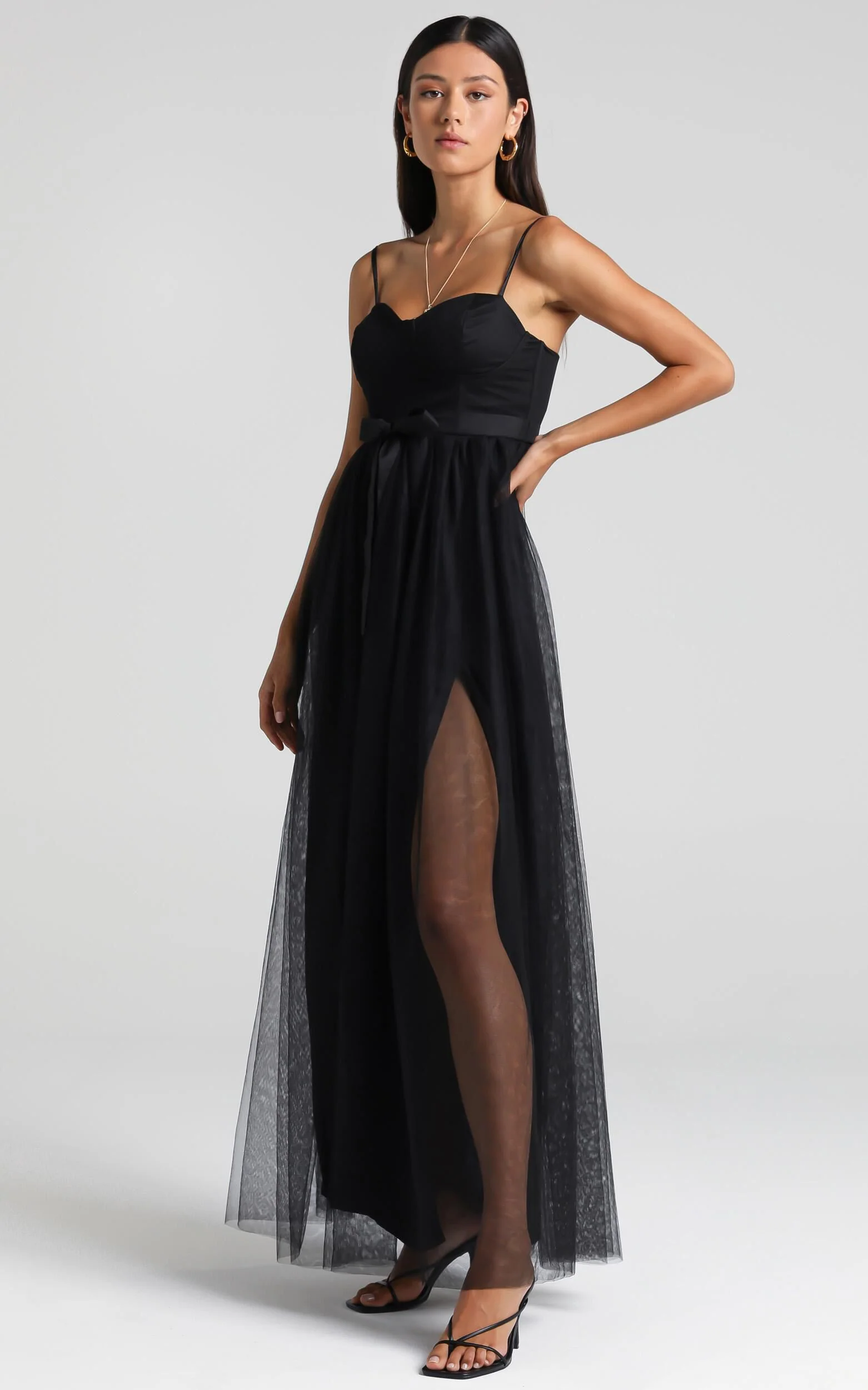 At The Altar Midi Dress - Bodice Dress in Black
