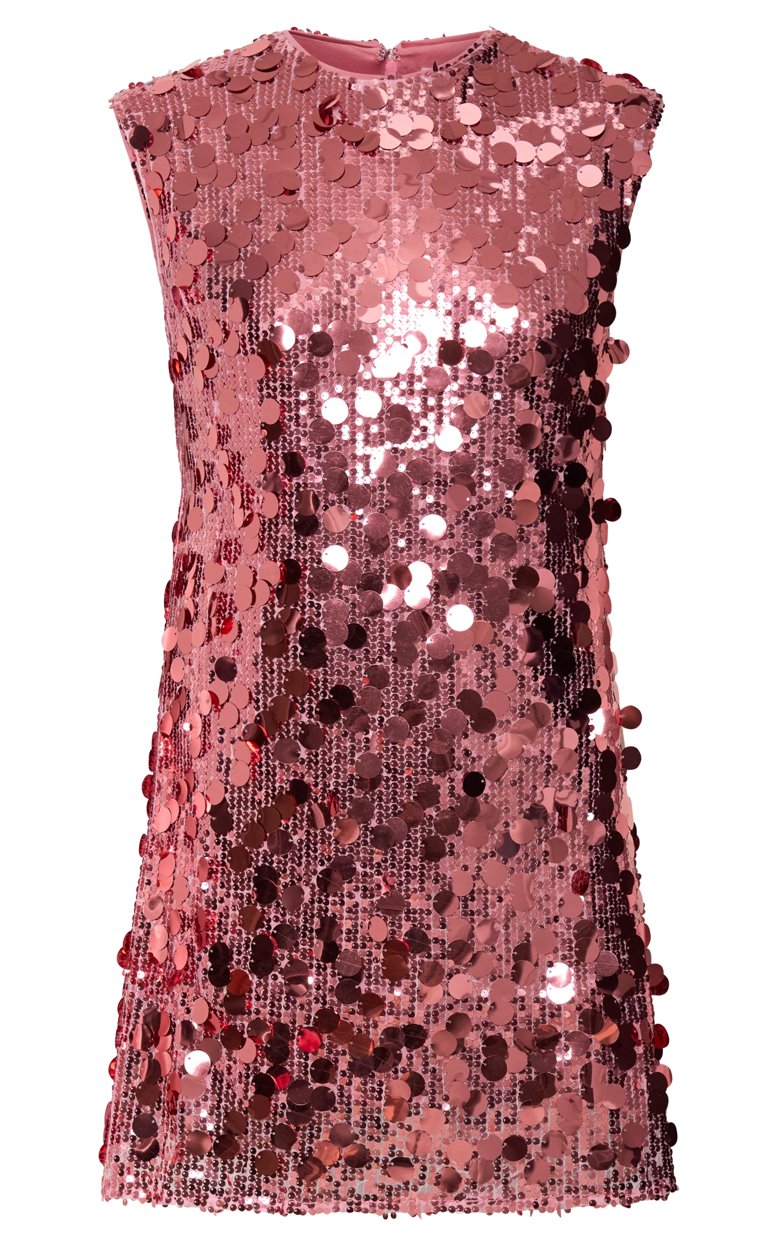 Tracy Mini Dress - Disc Sequin Shift Dress in Rose