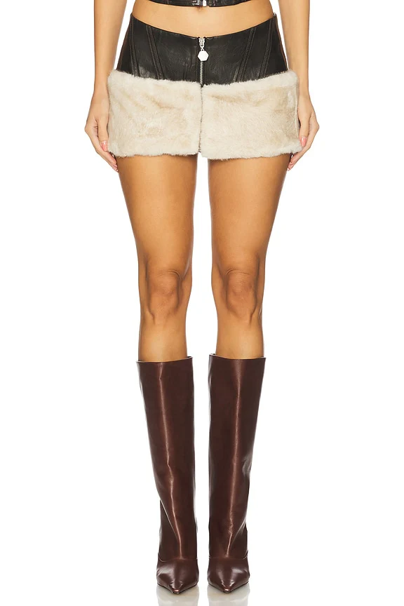 Kendra Skirt With Faux Fur Trim