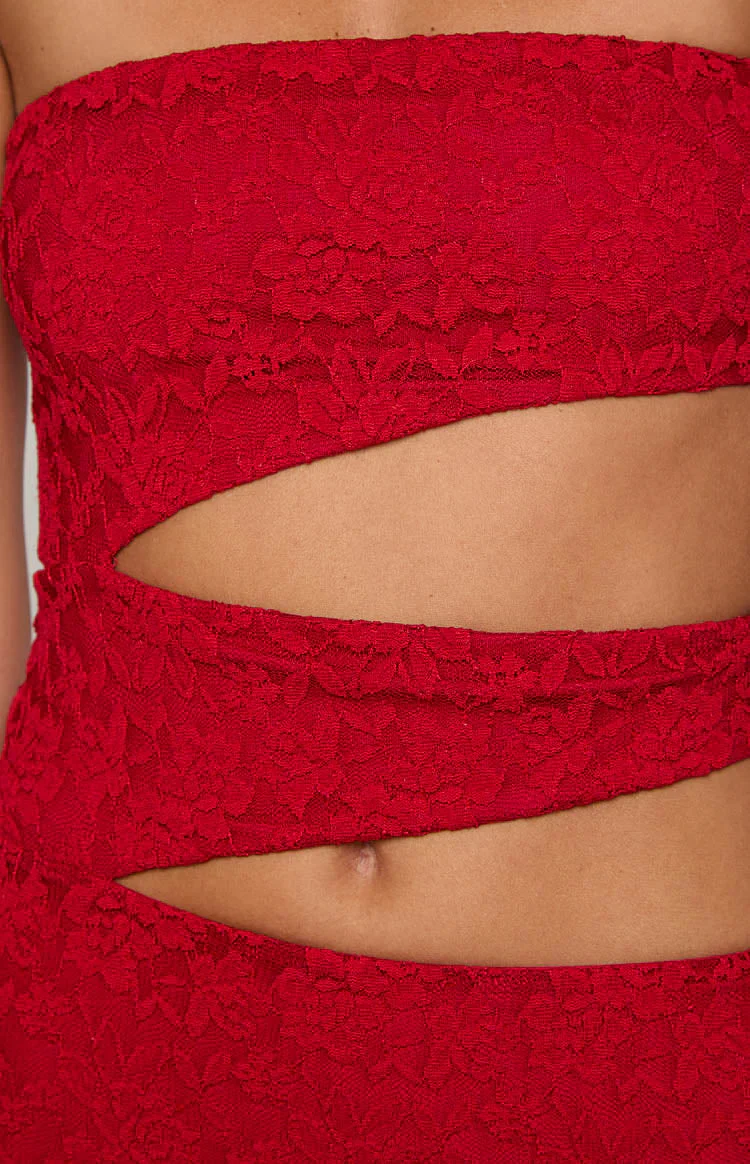 Rae Red Strapless Maxi Dress