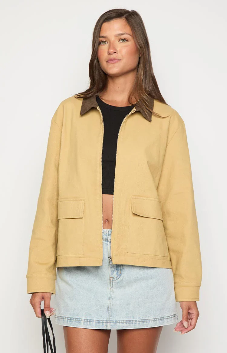 Jemma Cream Contrast Canvas Jacket