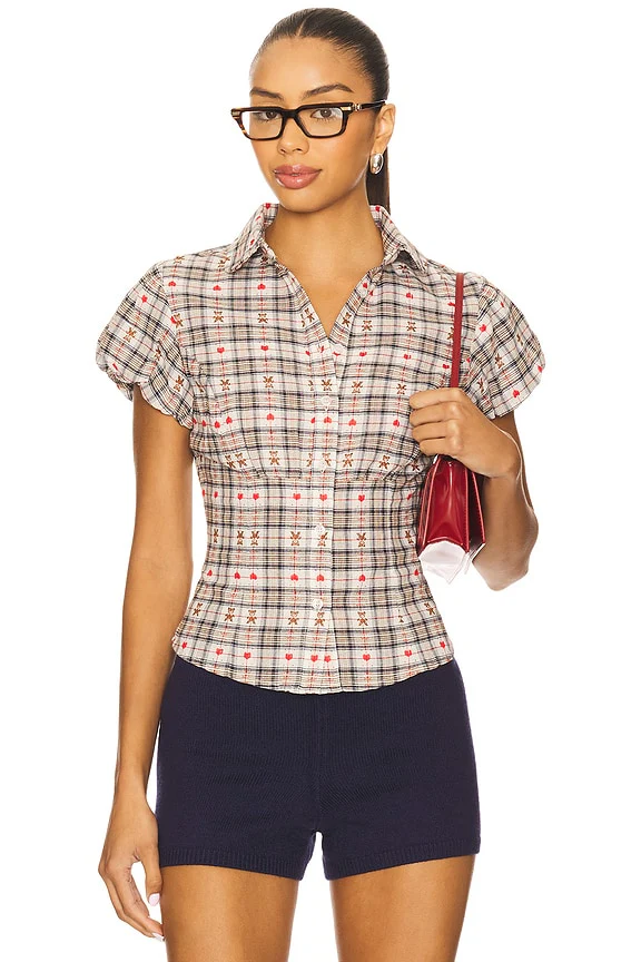 Liana Plaid Top