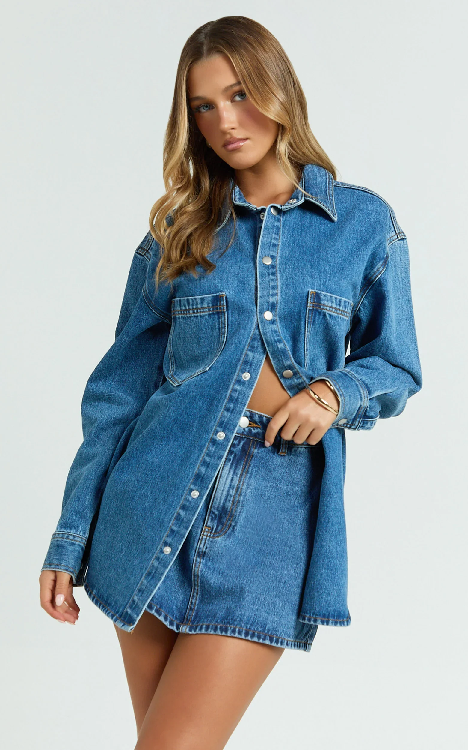 Faharra Shirt - Recycled Cotton Denim Shirt in Dark Blue Wash