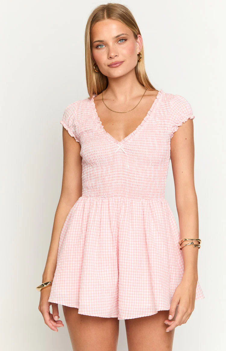 Raldo Pink Gingham Playsuit