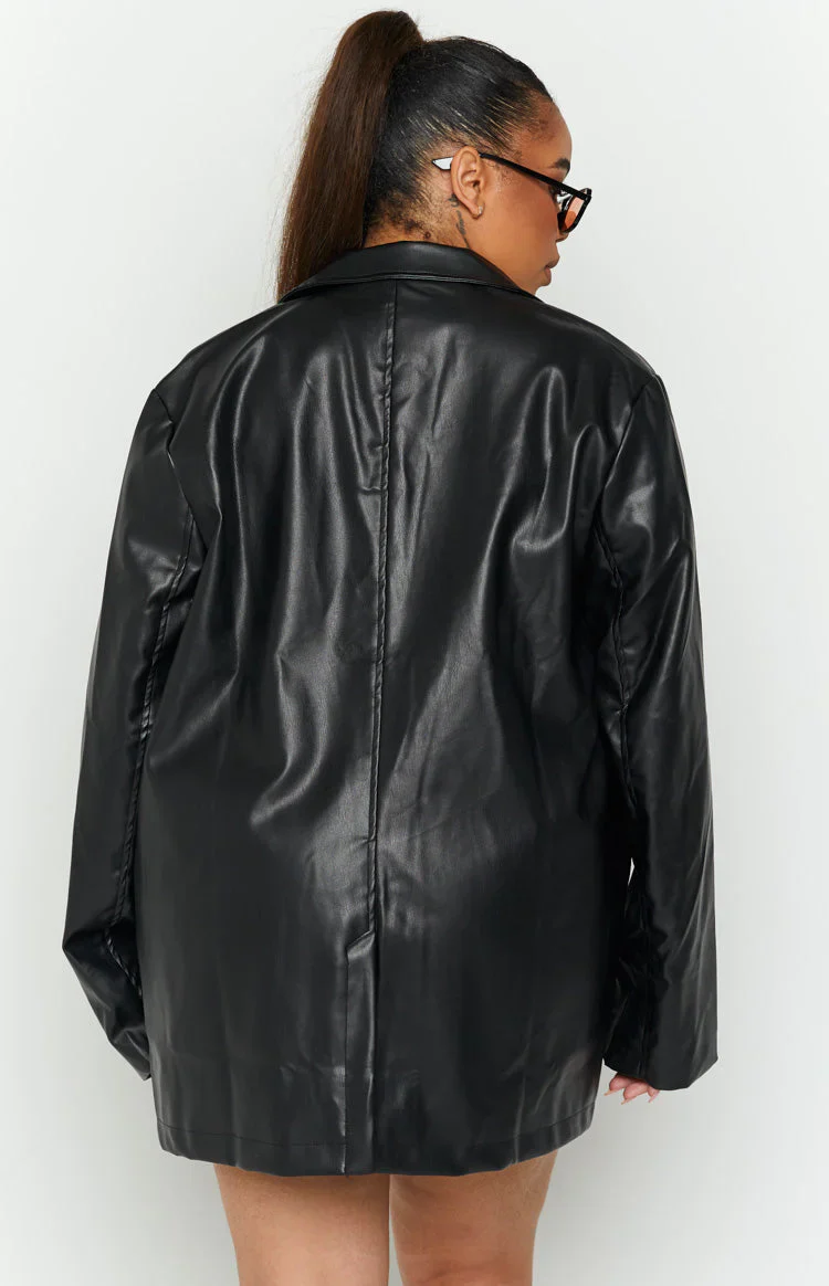 Galantis Black PU Blazer