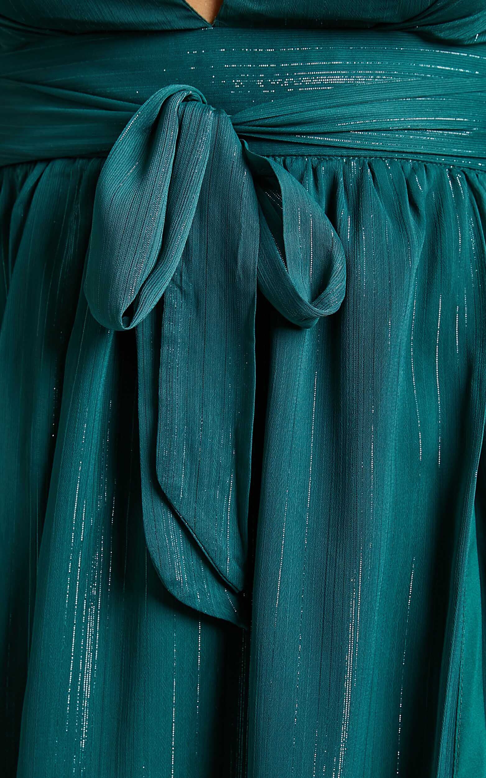 Dangerous Woman Maxi Dress - Plunge Thigh Split Dress in Emerald