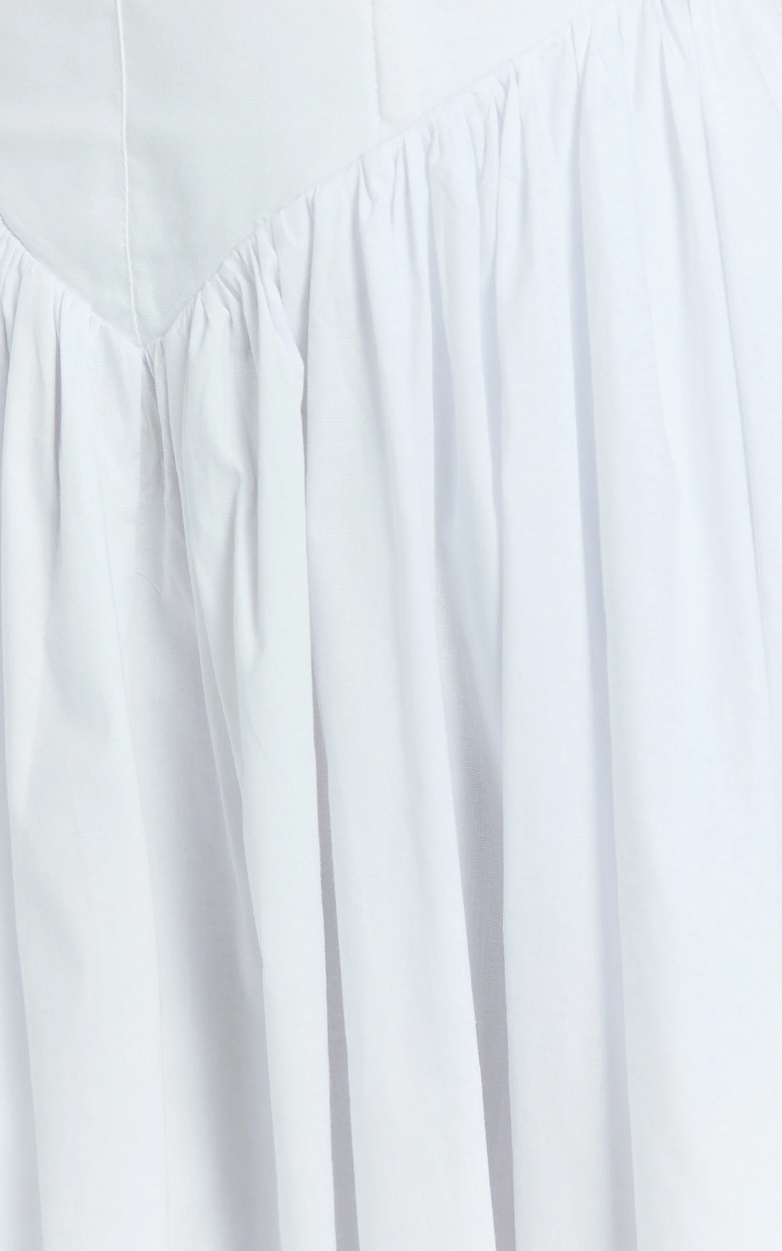 Beckett Midi Dress - Scoop Neck Drop V Waist Gathered Skirt Dress in White