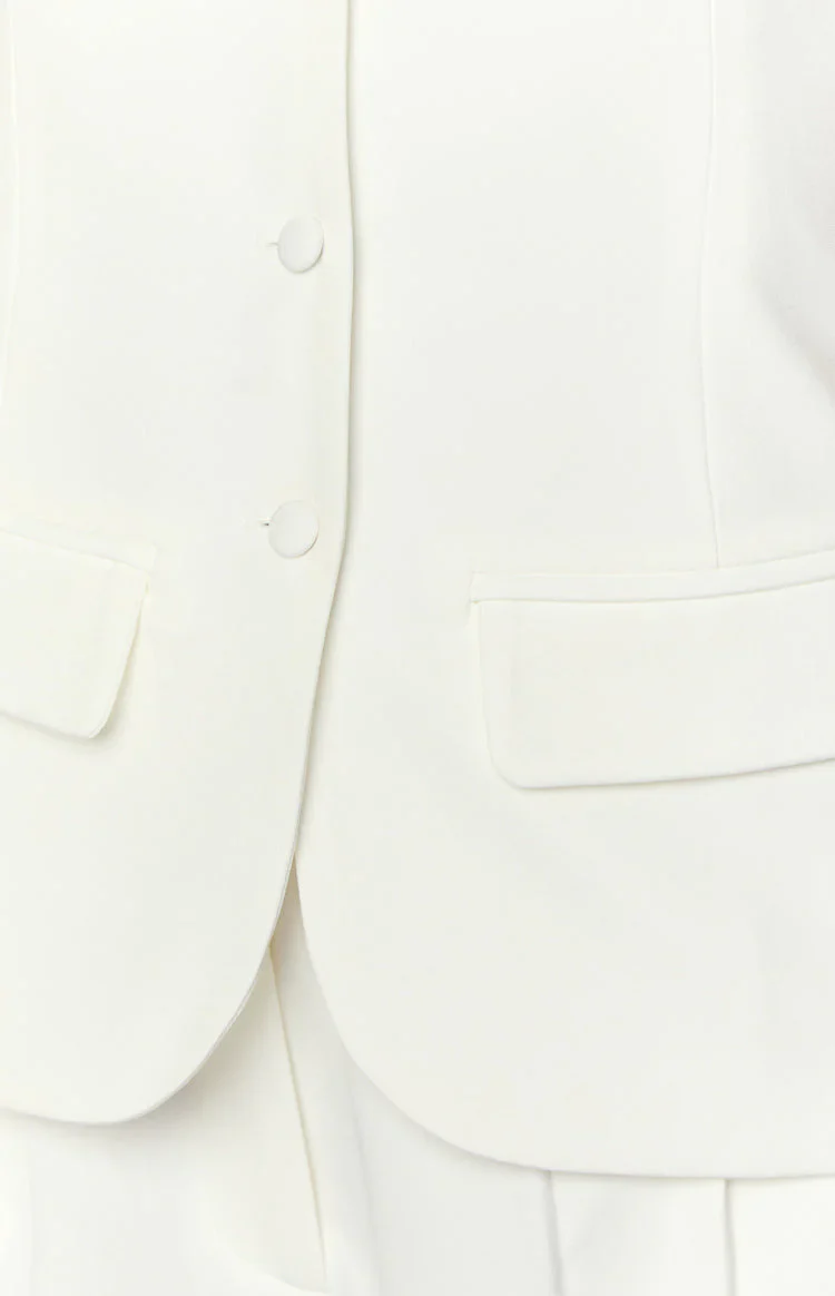 Dien White Strapless Button Up Top