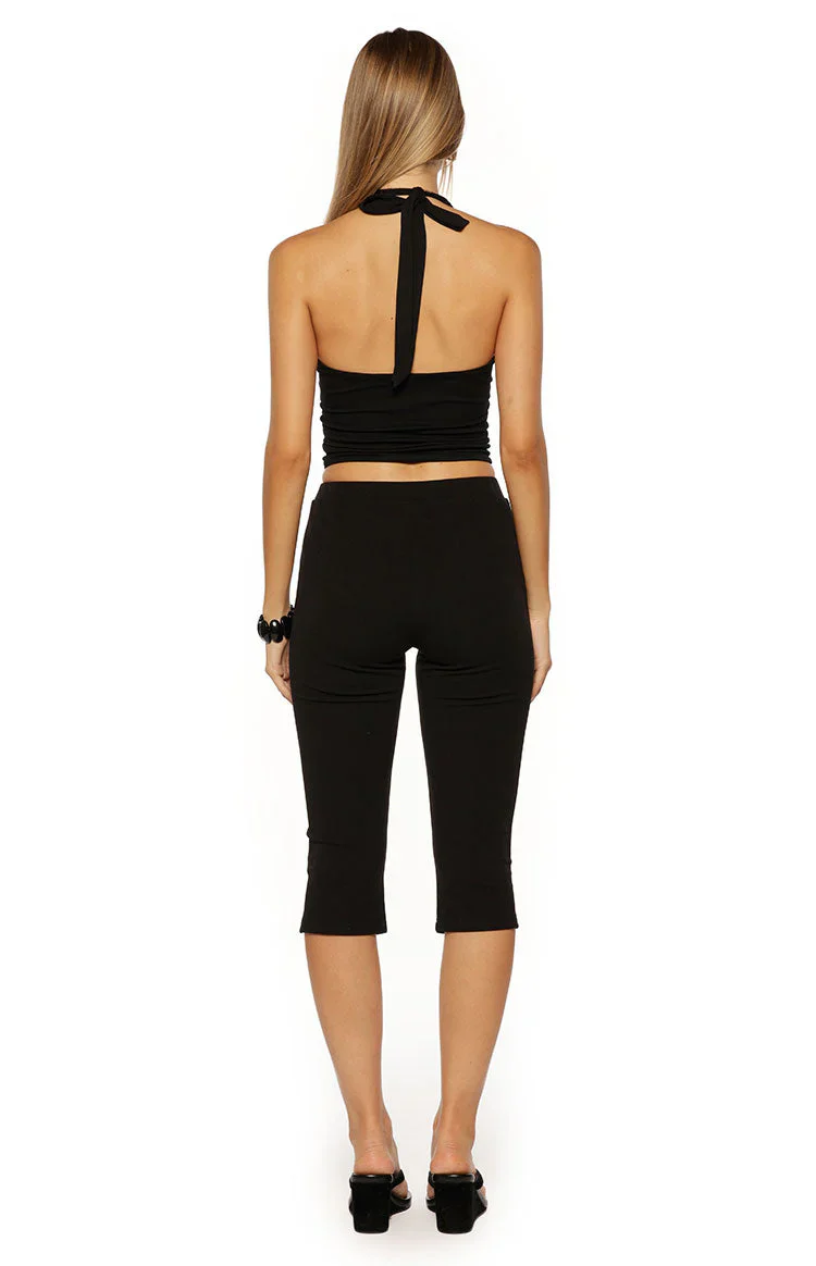 City Lights Black Jersey Capri Pants