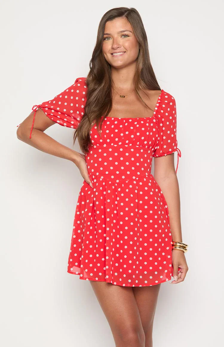 Danyal Red Polka Dot Mini Dress
