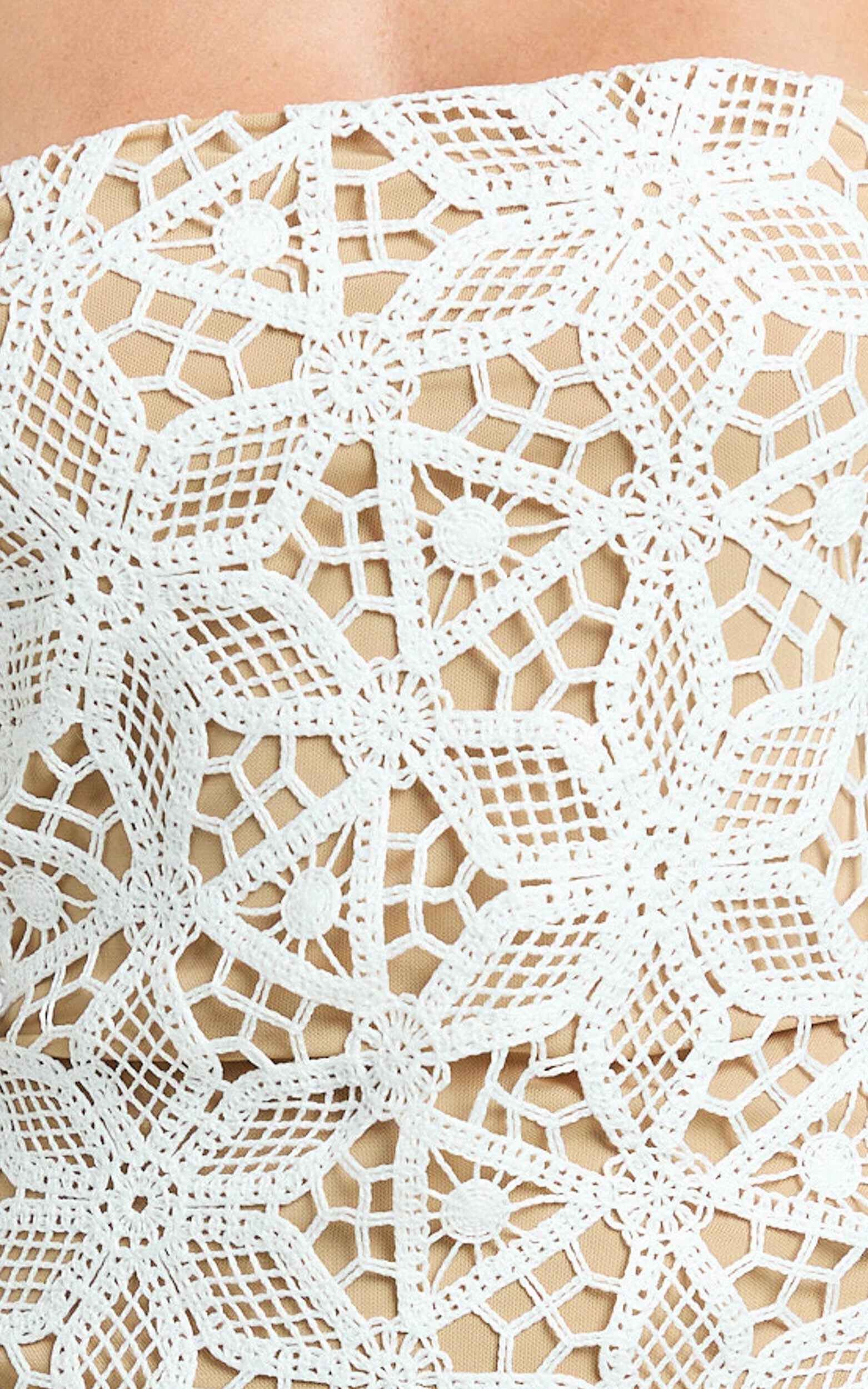 Tamika Mini Dress - Crochet Strapless Bodycon Dress in White