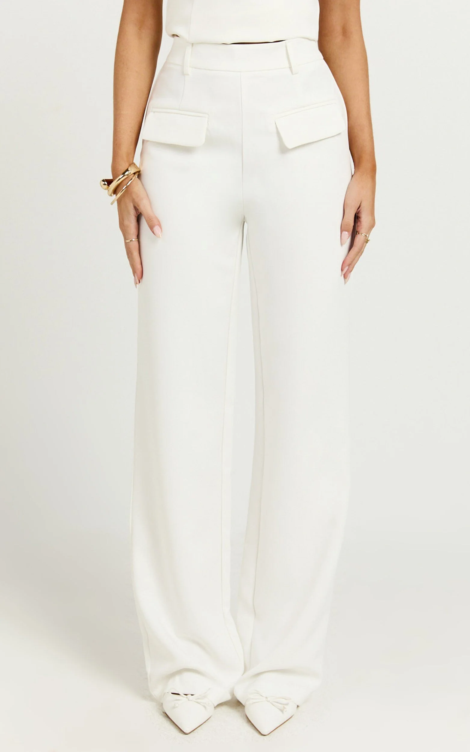 Paxton Pants - High Waisted Straight Leg Pants in Cream