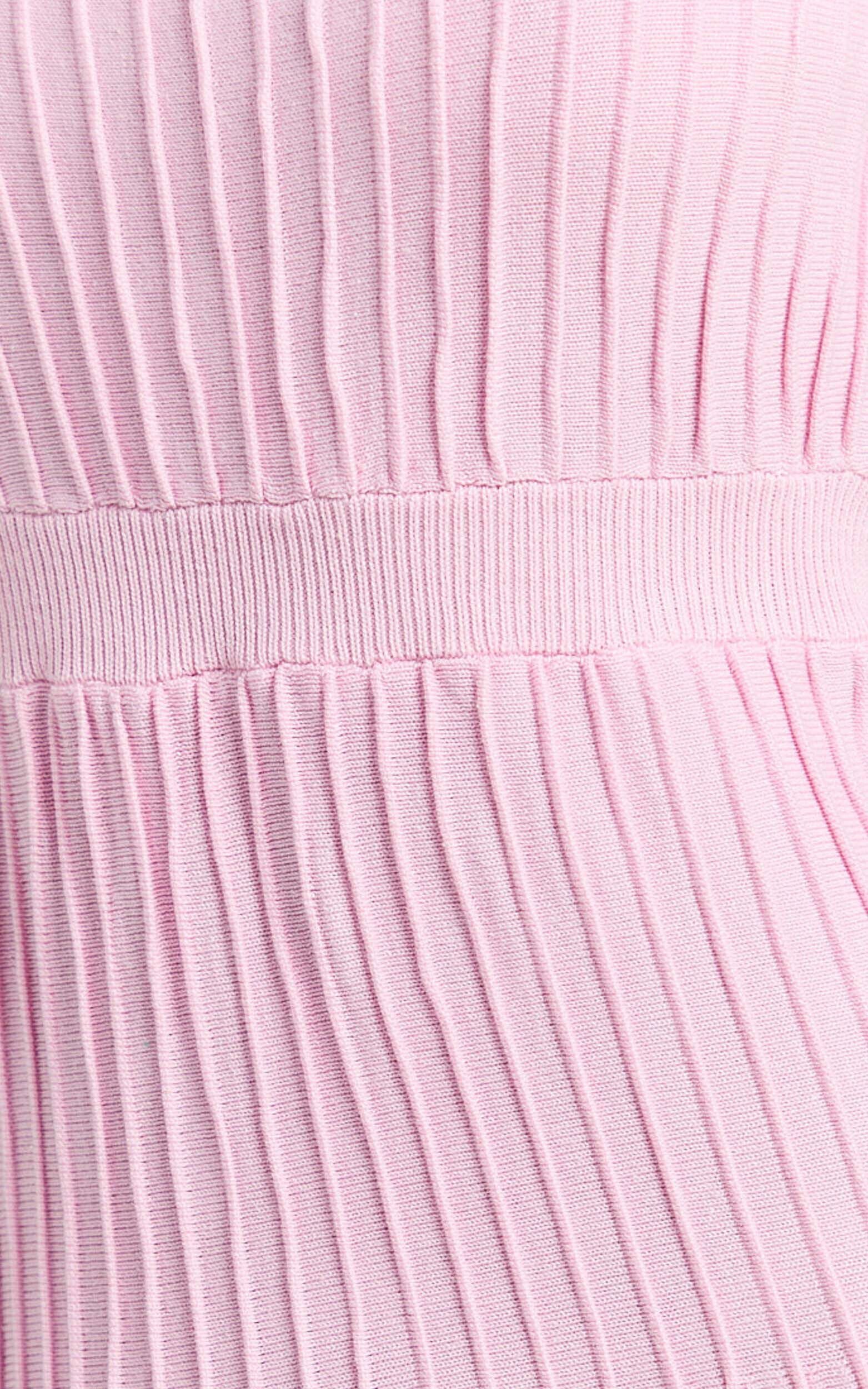 Donissa Midi Dress - Panelled Knit Dress in Pale Pink