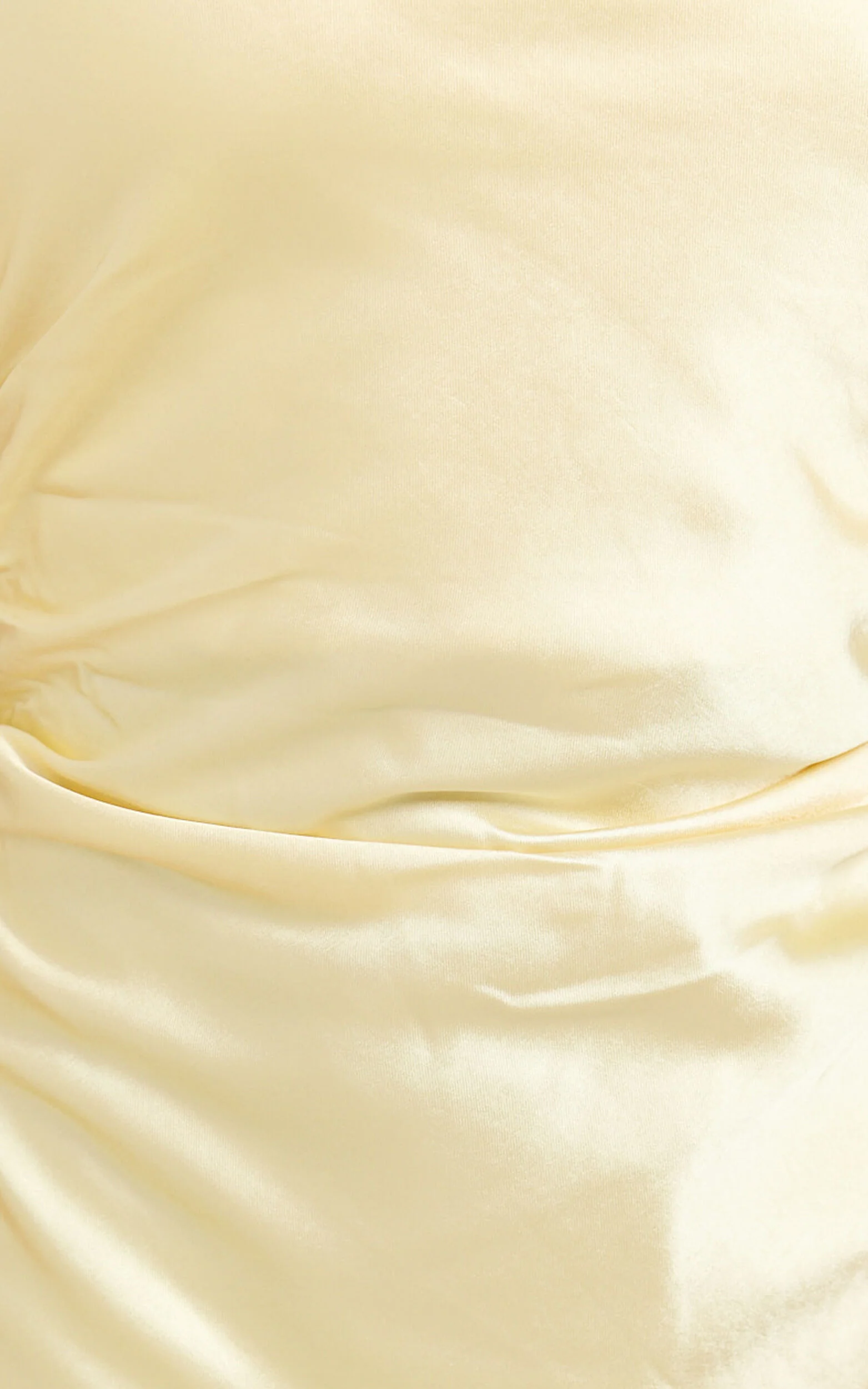 Aluna Midi Dress - High Neck Cross Back Satin Slip Dress in Lemon