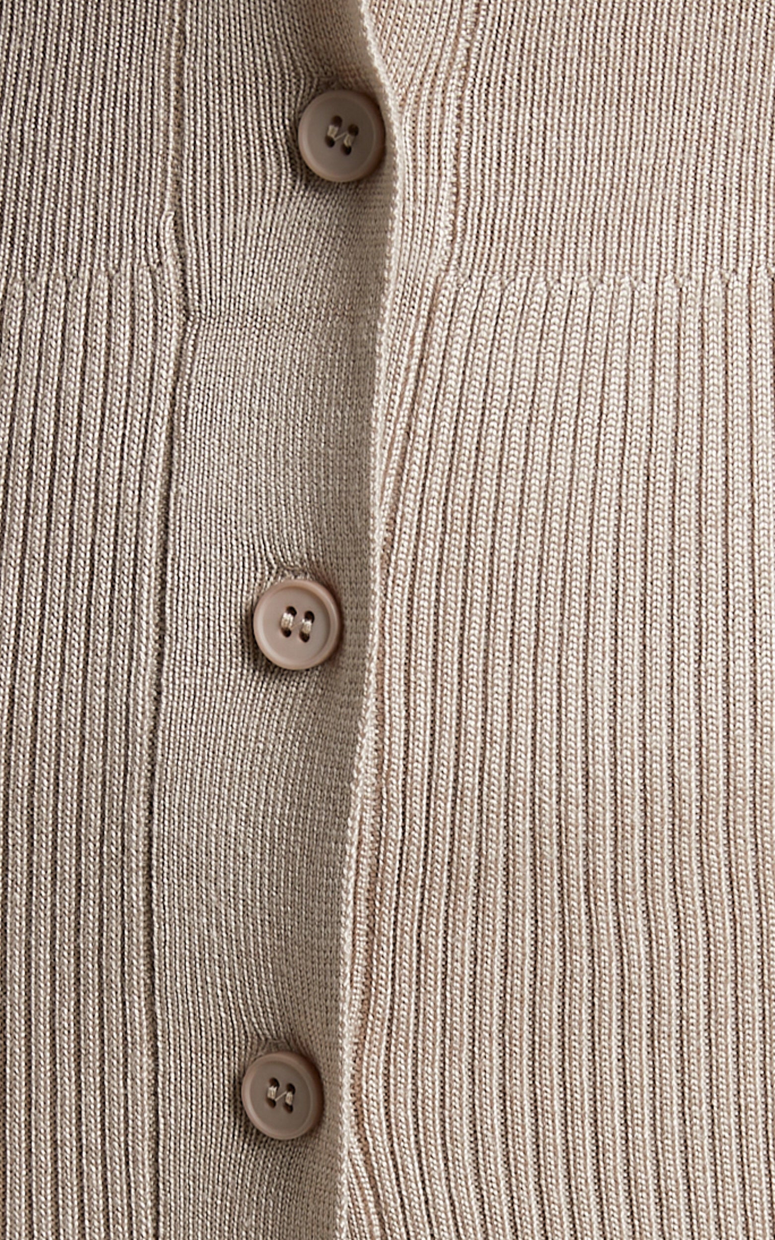 Leahanna Midi Dress - Button Front Knit Dress in Taupe