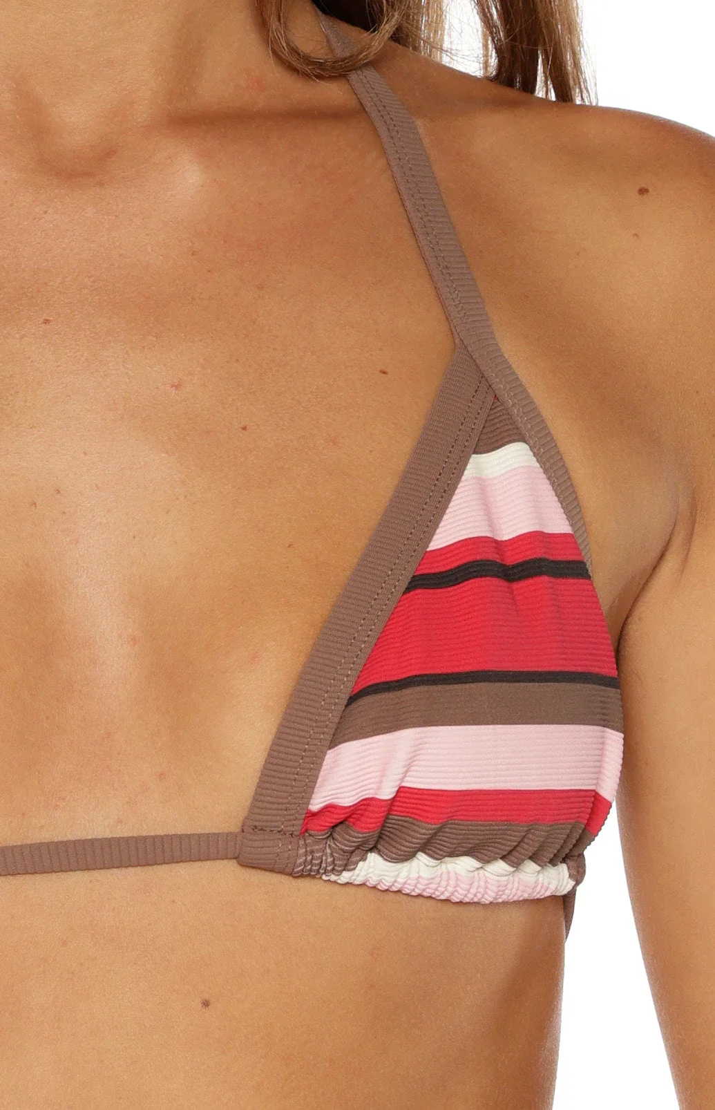 Sofie Pink Multi Stripe Contrast Bind Triangle Bikini Top