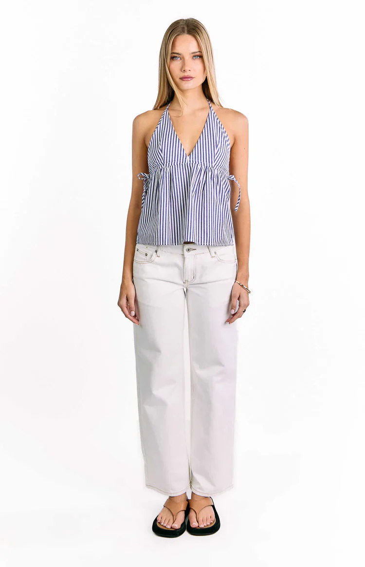 Imee Blue Striped Top