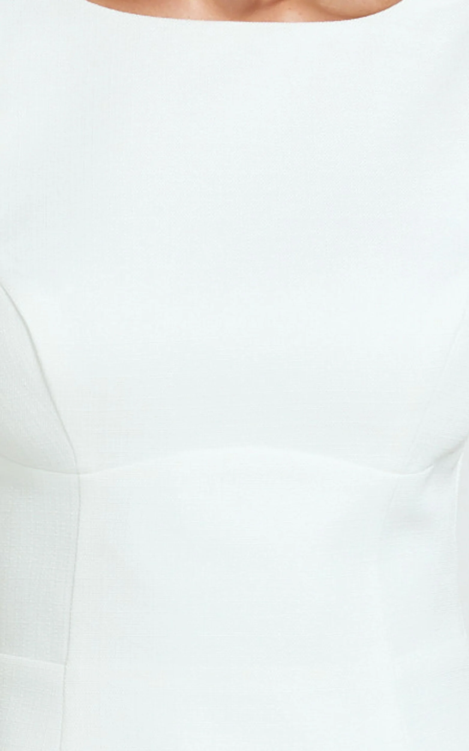 Raquelle Mini Dress - Boucle Boat Neck V Back Fit and Flare Dress in White