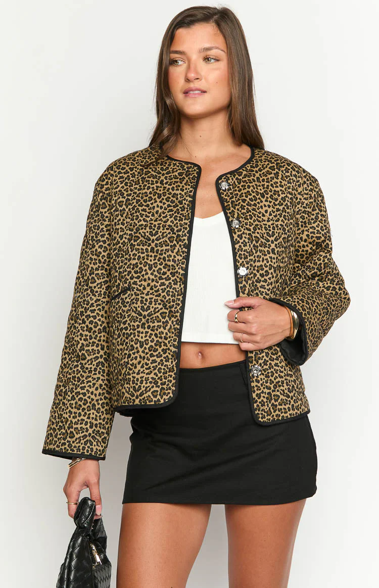Robbie Leopard Print Quilted Jacket
