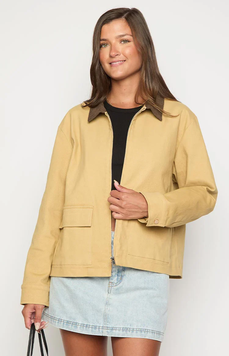 Jemma Cream Contrast Canvas Jacket