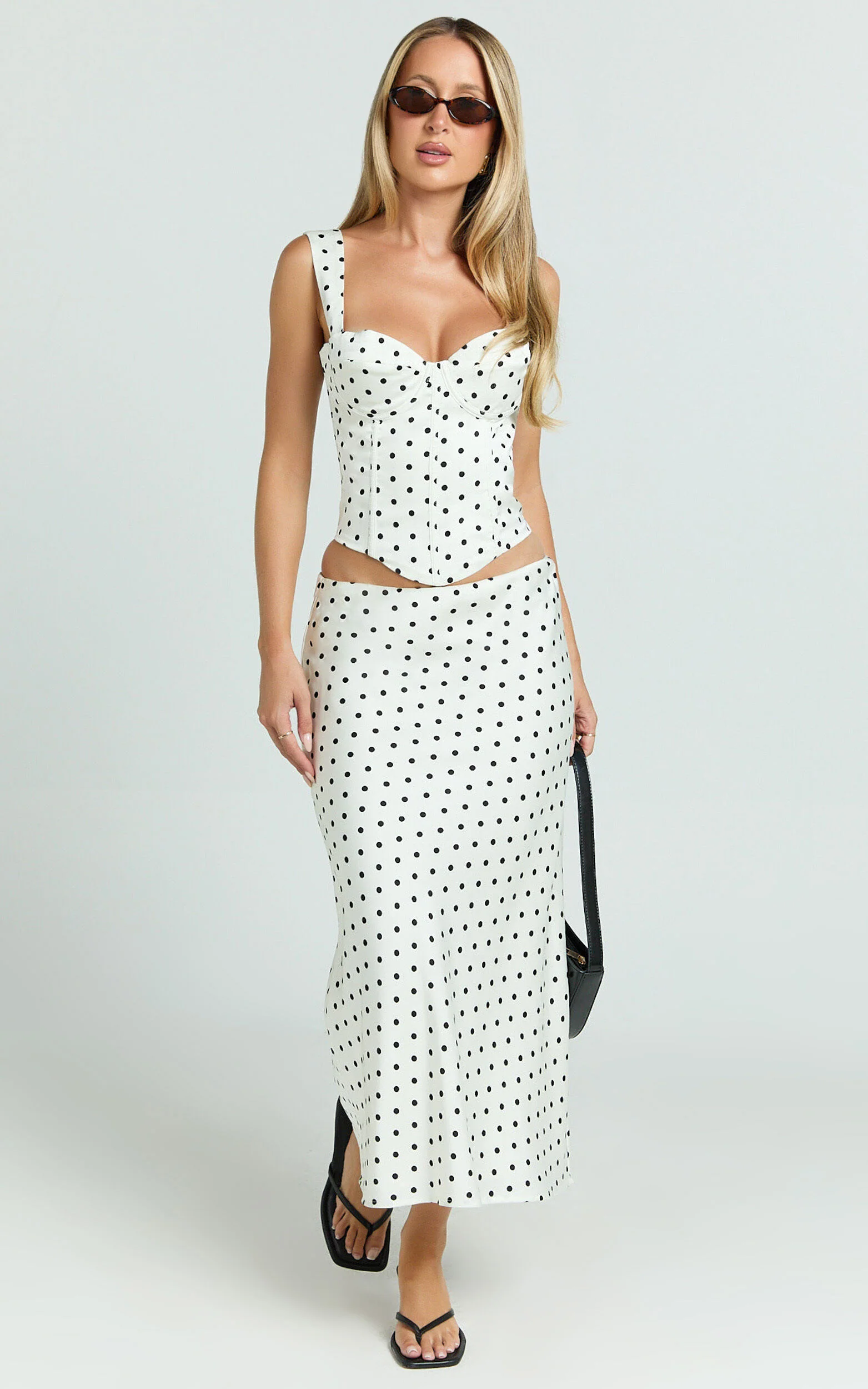 Runaway The Label - Karlita Midi Skirt in White Polka