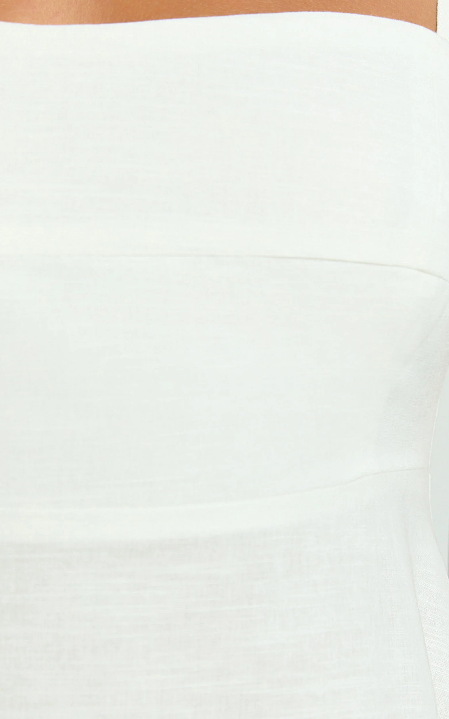 Brette Midi Dress - Linen Straight Neck Strappy Fit And Flare Dress in White