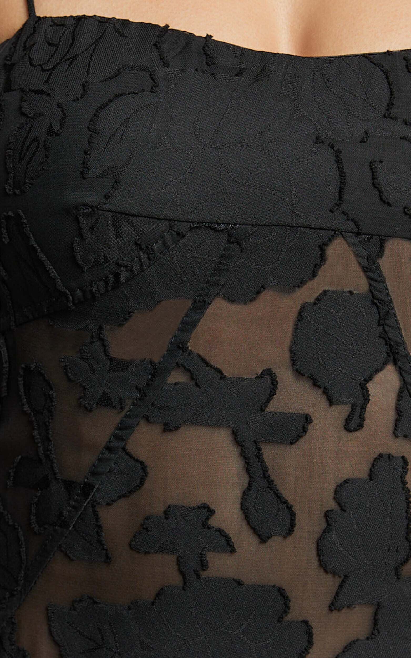 Lily Maxi Dress - Sheer Jacquard Maxi Dress in Black