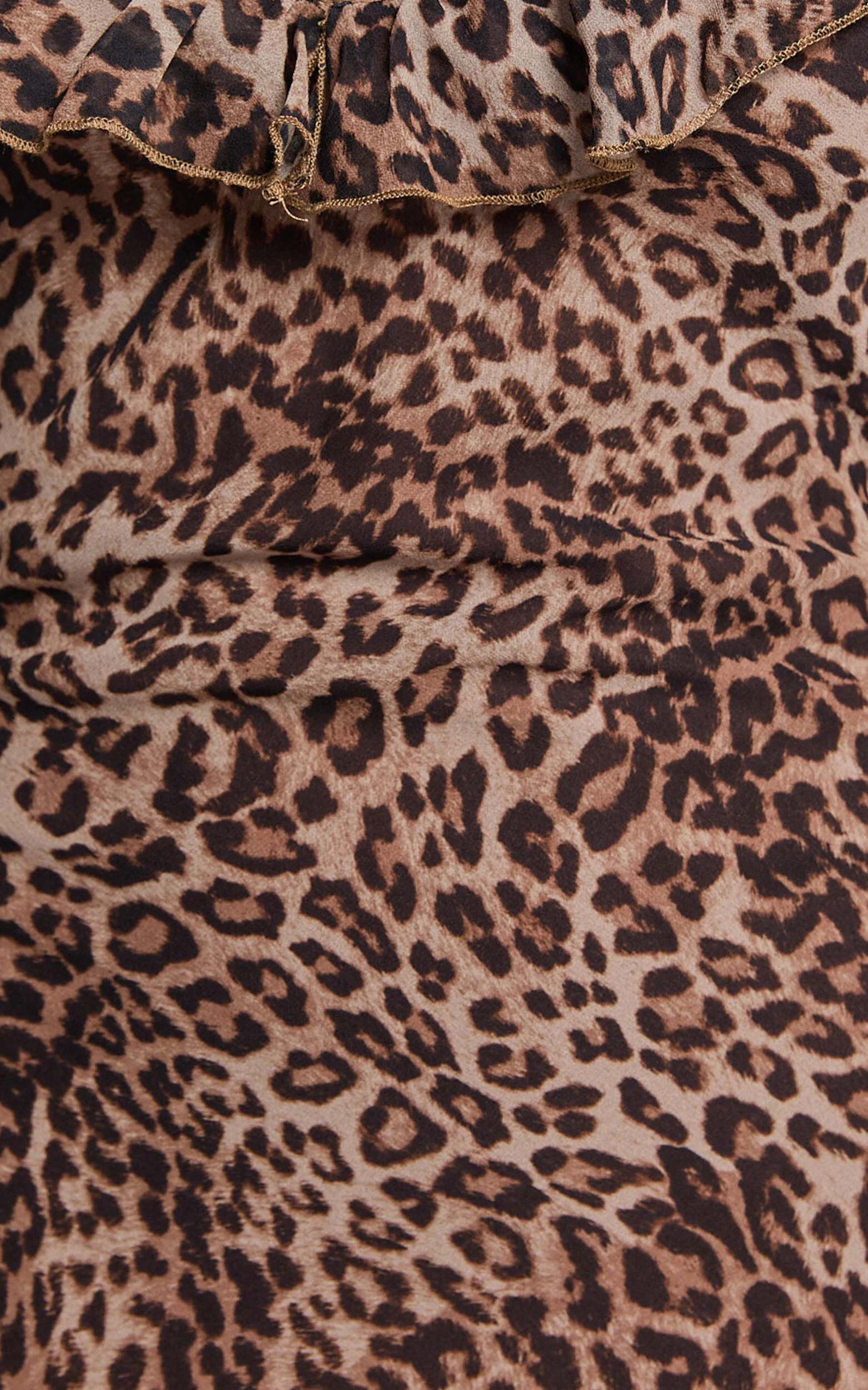 Riley Maxi Dress - Asymmetric Ruffle Detail Maxi Dress in Tonal Leopard