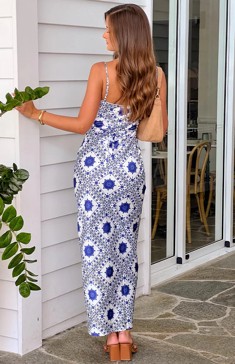 Renesmee Navy Tile Print Maxi Dress