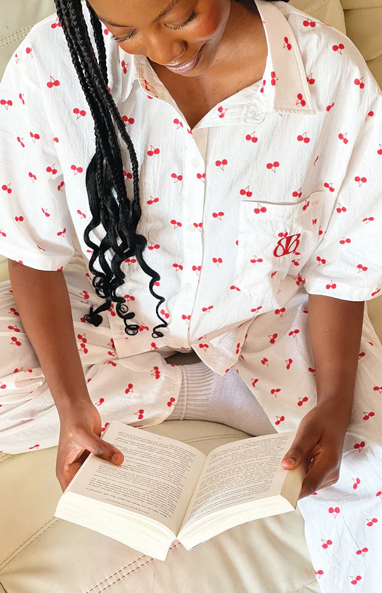 Alexea Cherry Print Pajama Shirt