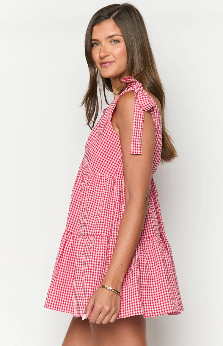 Angel Girl Red Gingham Mini Dress