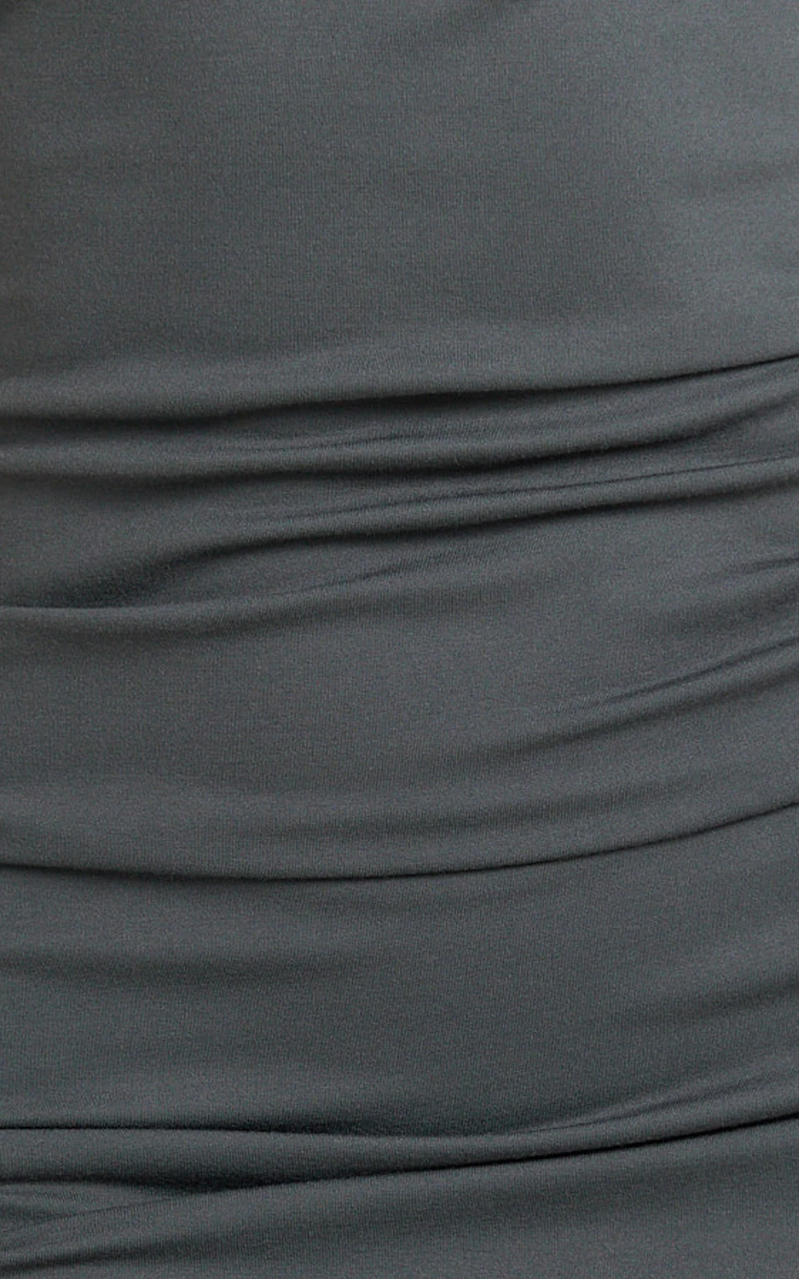 Chloe Mini Dress - Wide Square Neckline Side Split Bodycon Dress in Charcoal