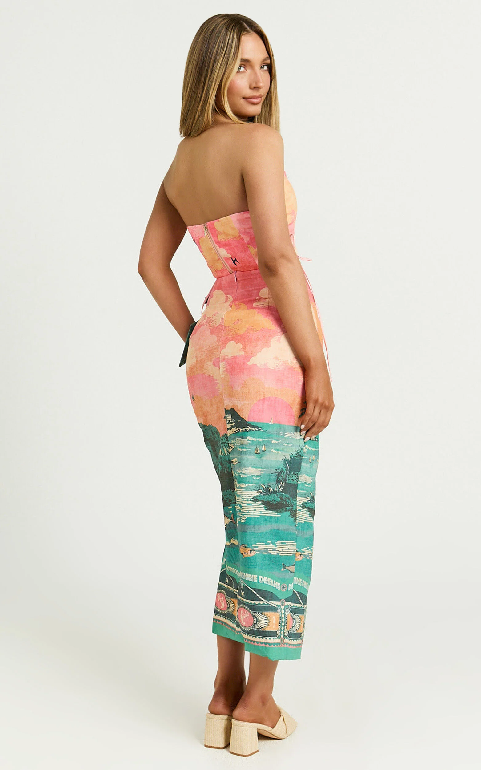 Amalie The Label - Leesha Side Knot Midi Skirt in Island Sunset Print