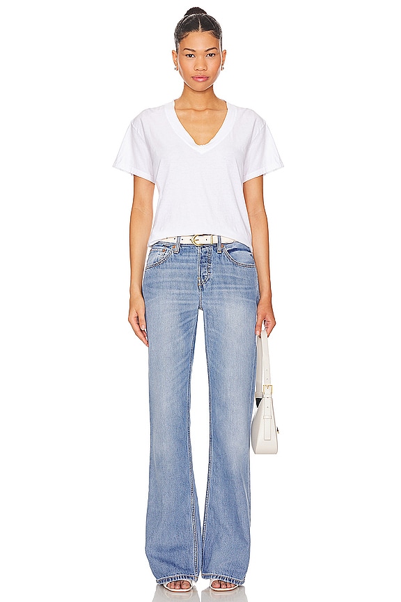 Cotton Boxy V Neck Tee