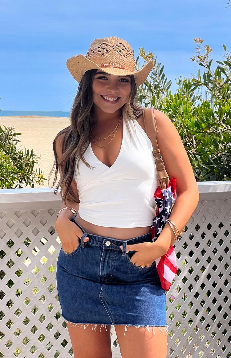 Siletto Star Blue Denim Low Rise Mini Skirt