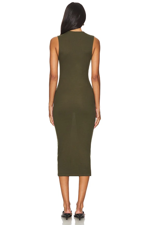 Silk Knit Sleeveless Twist Midi Dress