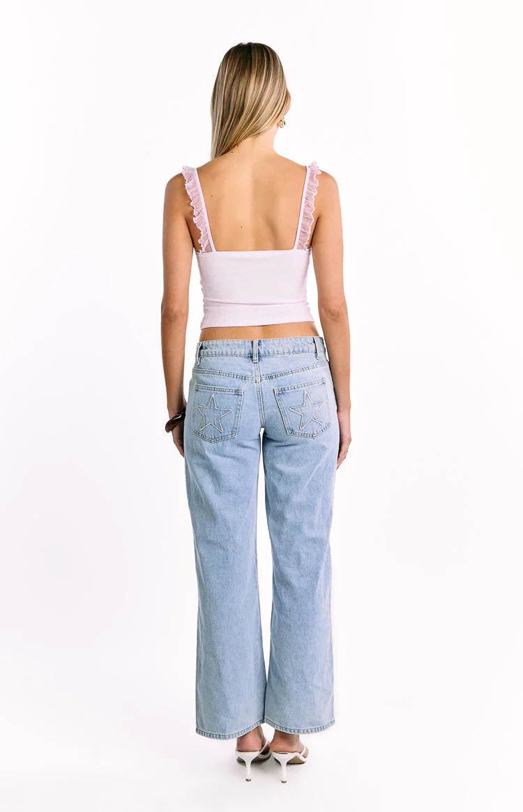 Bambi Pink and White Polka Dot Frill Top