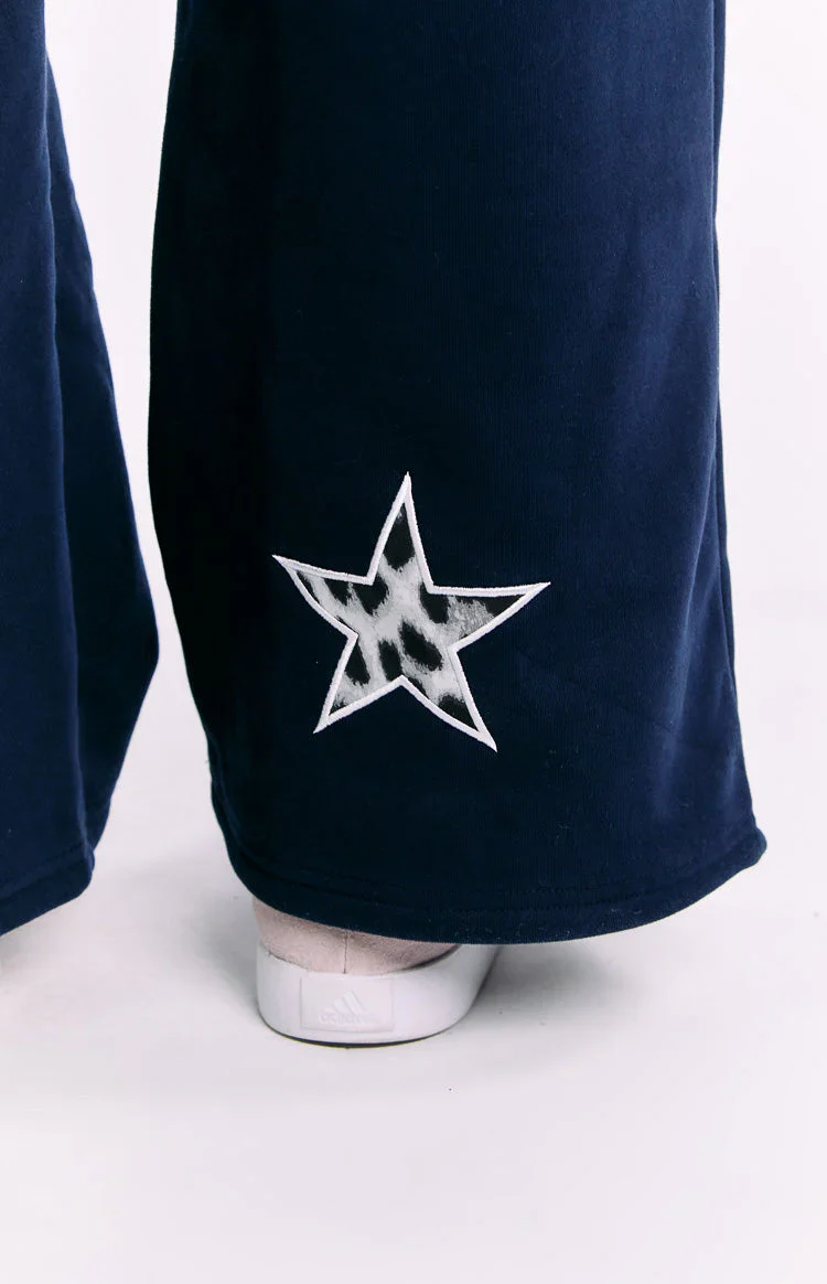 Dania Navy Leopard Star Track Pants